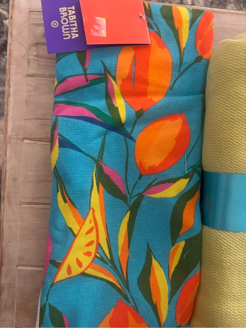 TabithaBrownCollection includes kitchen towels,outdoor throw, table runner,towel